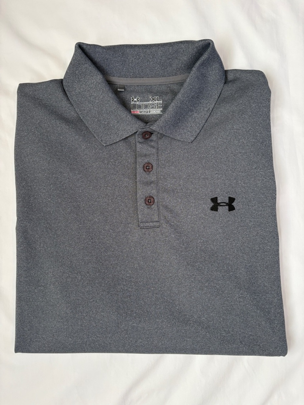 Under Armour HeatGear Polo XL Graphite Gray Loose Fit Performance Golf Shirt